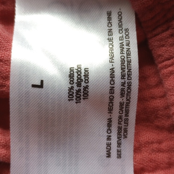 100% Cotton Cropped Wide Leg Thick Gauze Drawstring Pants L Dusty Coral 50off3 - Picture 4 of 8